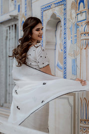 Black Cactus Organza Saree - House of Baisa