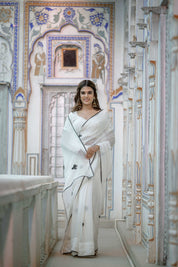 Black Cactus Organza Saree - House of Baisa