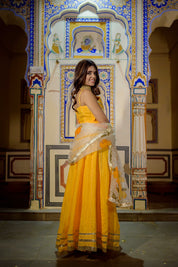 Elegant Orange Lehenga for Haldi & Mehendi – Aalaya Kesari Edition - House of Baisa