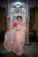 Goriya Peach Organza Saree