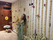 Hansika Pistachios Organza Saree - House of Baisa