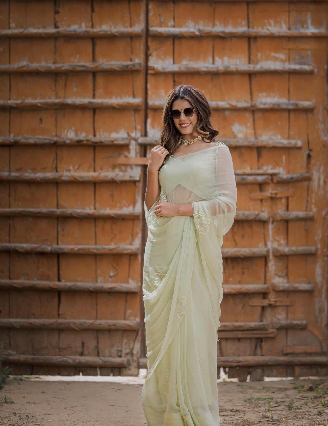 Hansini Green Tari Buta Saree - House of Baisa