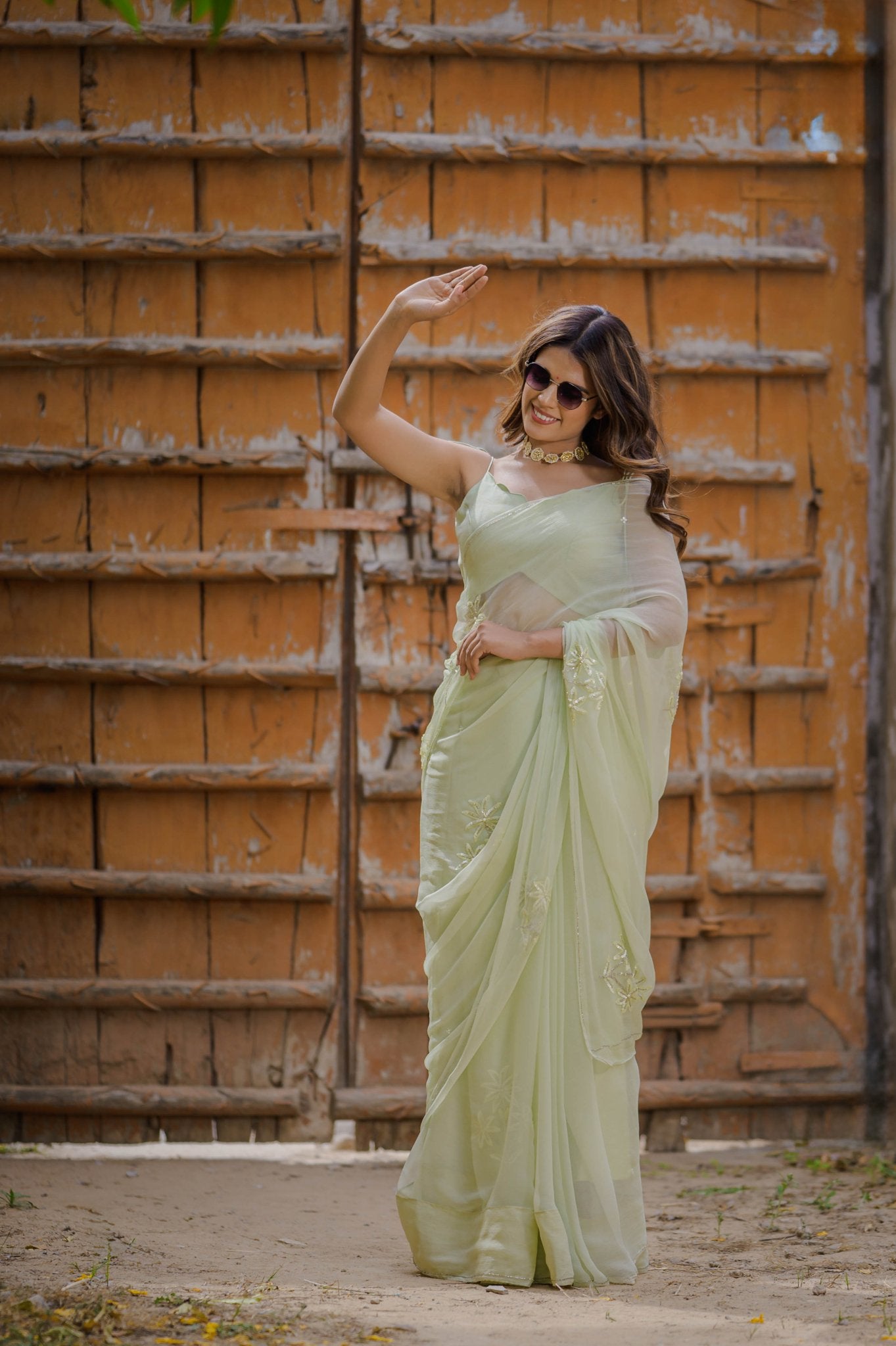 Hansini Green Tari Buta Saree - House of Baisa