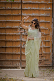 Hansini Green Tari Buta Saree - House of Baisa