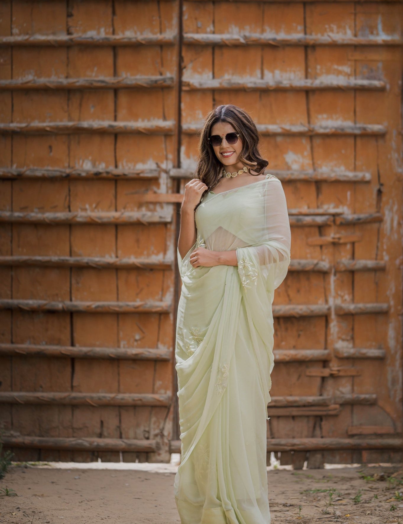 Hansini Green Tari Buta Saree - House of Baisa