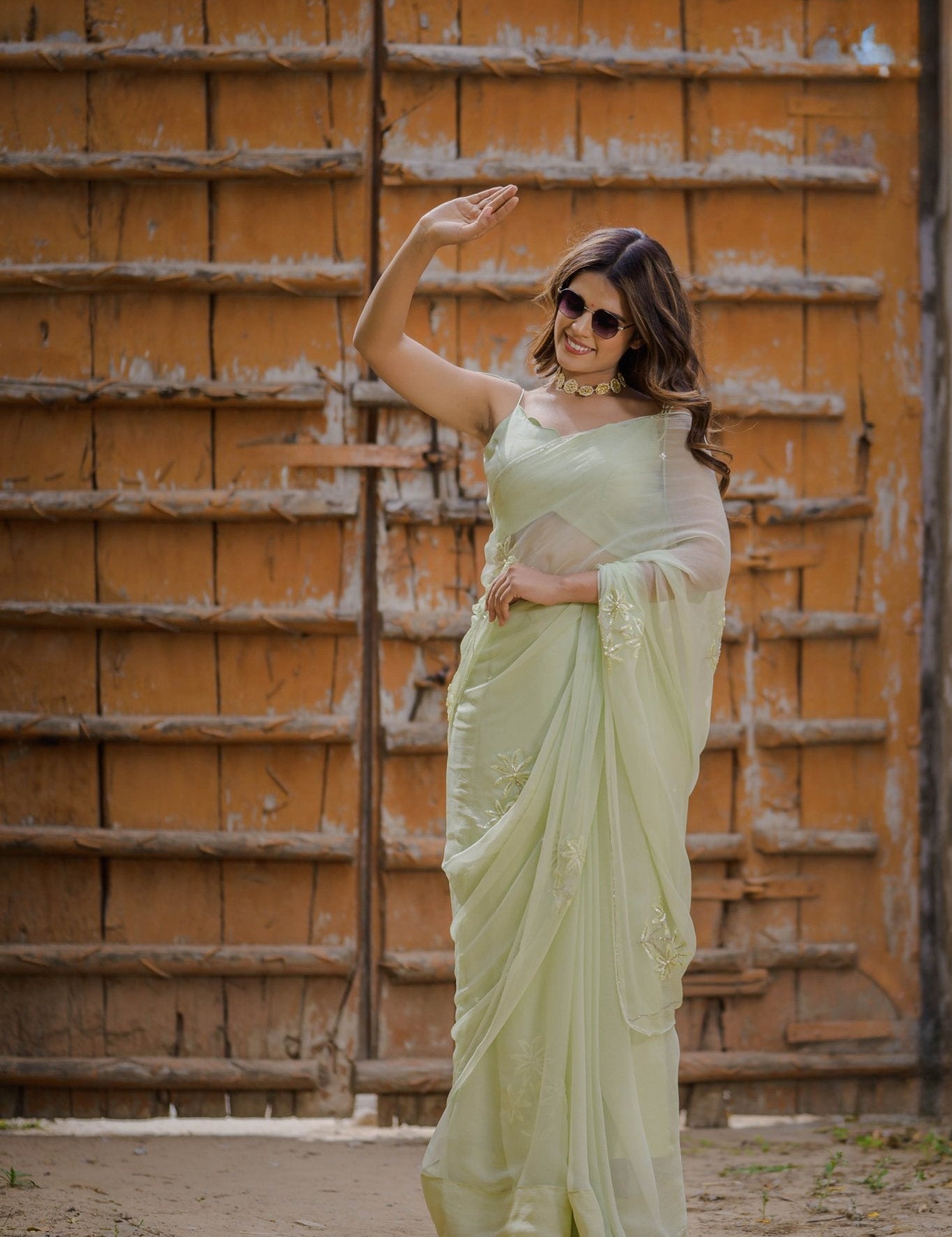 Hansini Green Tari Buta Saree - House of Baisa