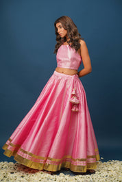 Harshita Pink Lehenga – Radiant Satin Elegance for Wedding Celebrations - House of Baisa