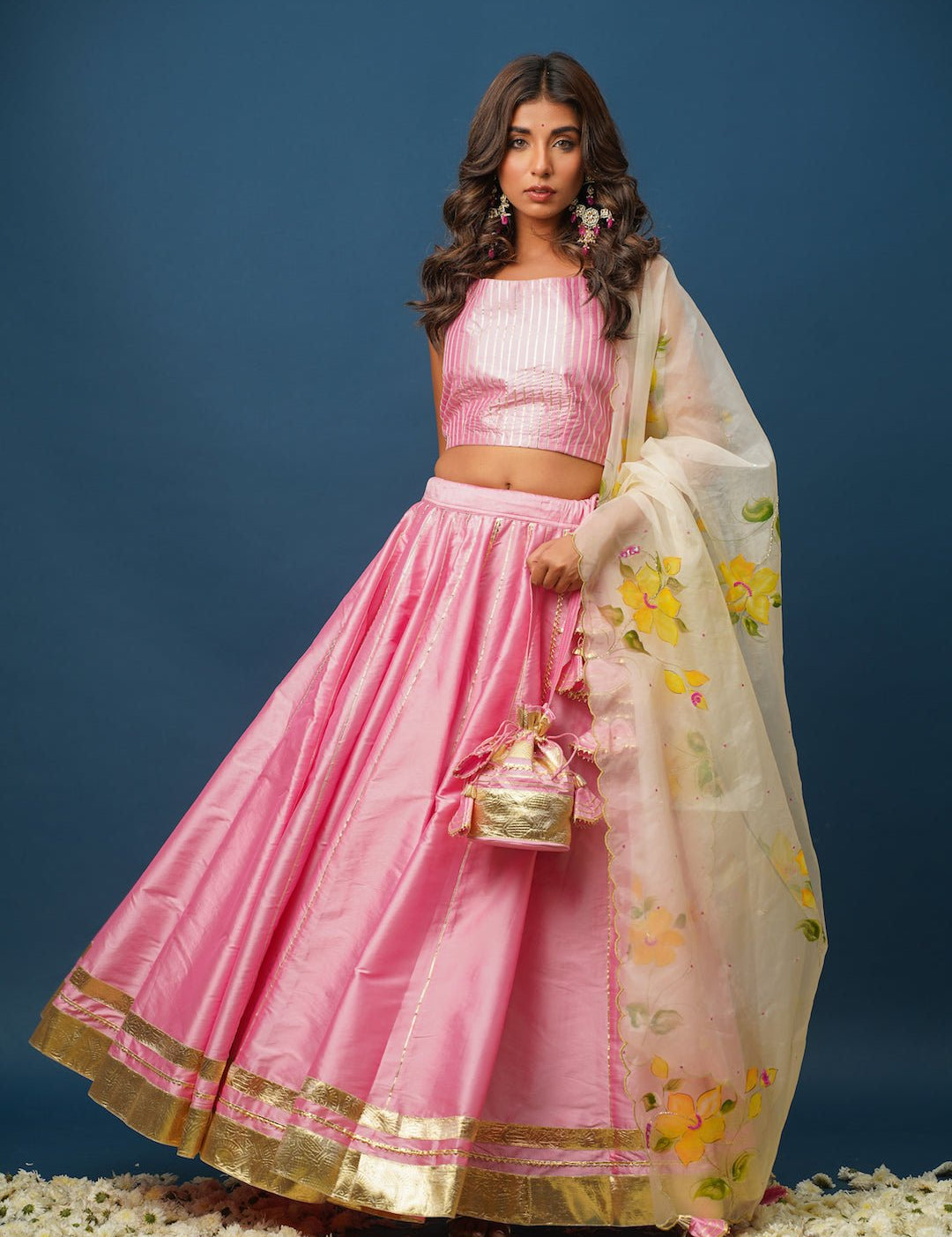 Harshita Pink Lehenga – Radiant Satin Elegance for Wedding Celebrations - House of Baisa
