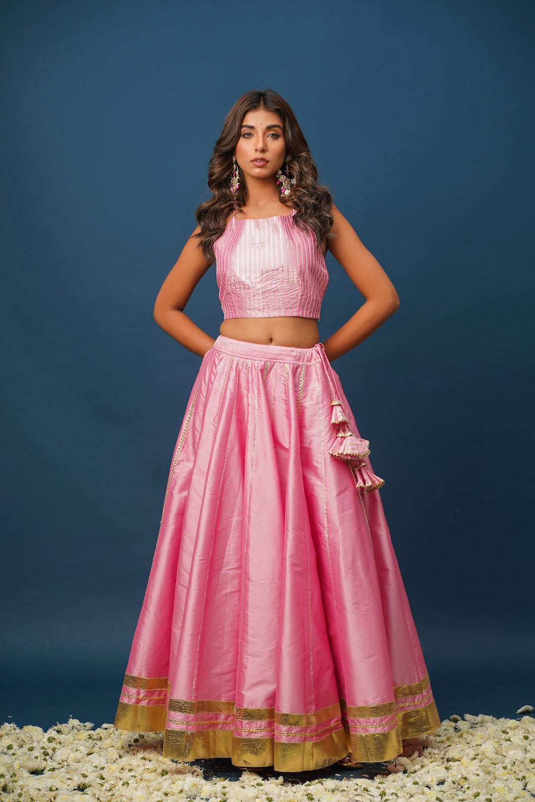 Harshita Pink Lehenga – Radiant Satin Elegance for Wedding Celebrations - House of Baisa