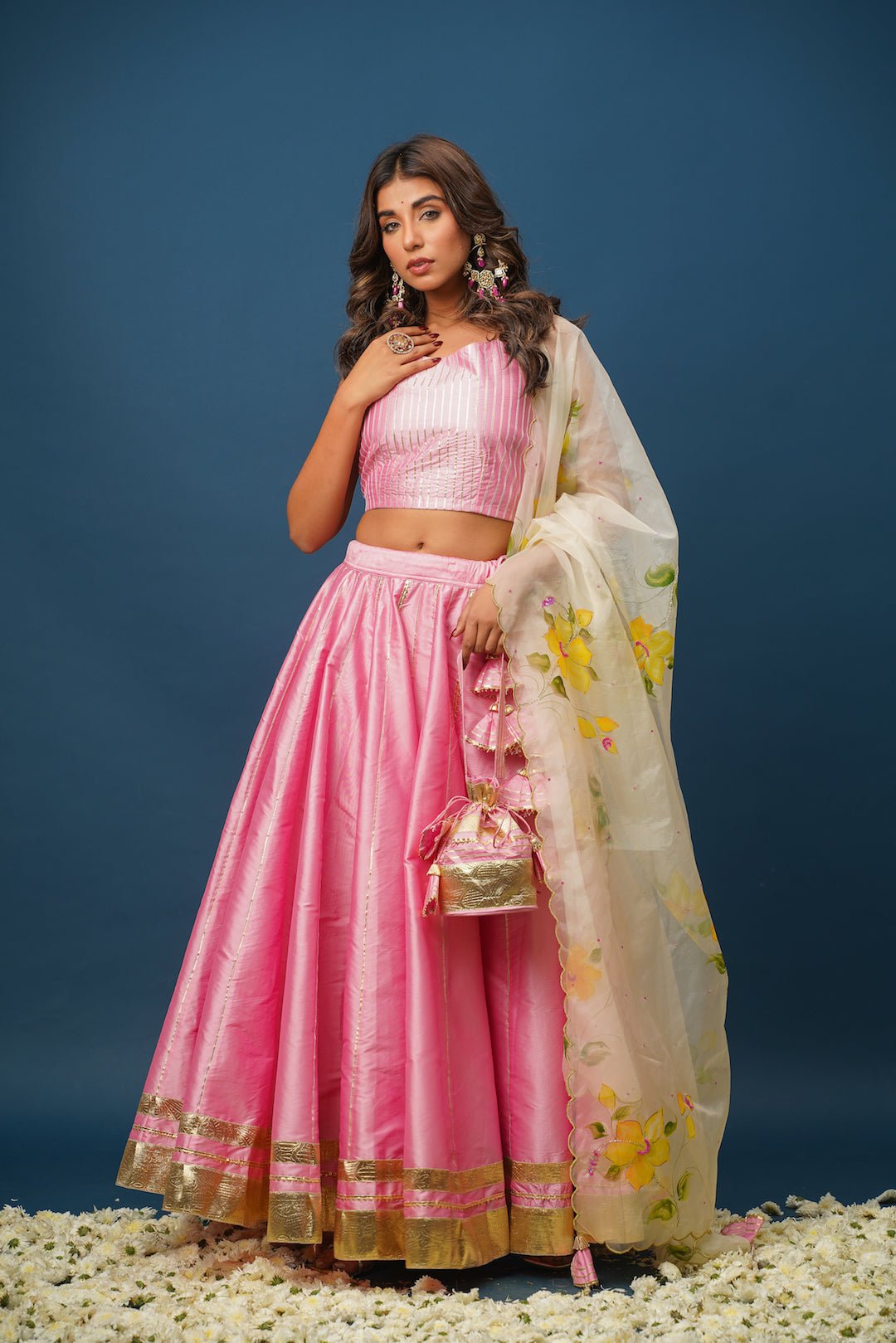 Harshita Pink Lehenga – Radiant Satin Elegance for Wedding Celebrations - House of Baisa