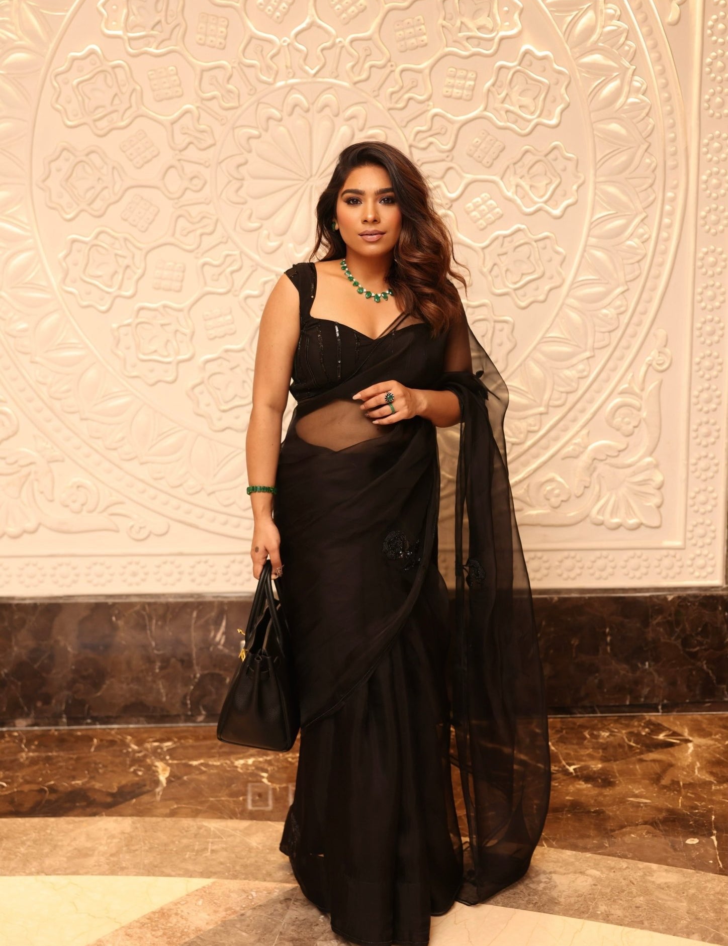 Kaali Gulab Pure Organza Saree - House of Baisa