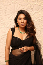 Kaali Gulab Pure Organza Saree - House of Baisa