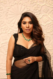 Kaali Gulab Pure Organza Saree - House of Baisa