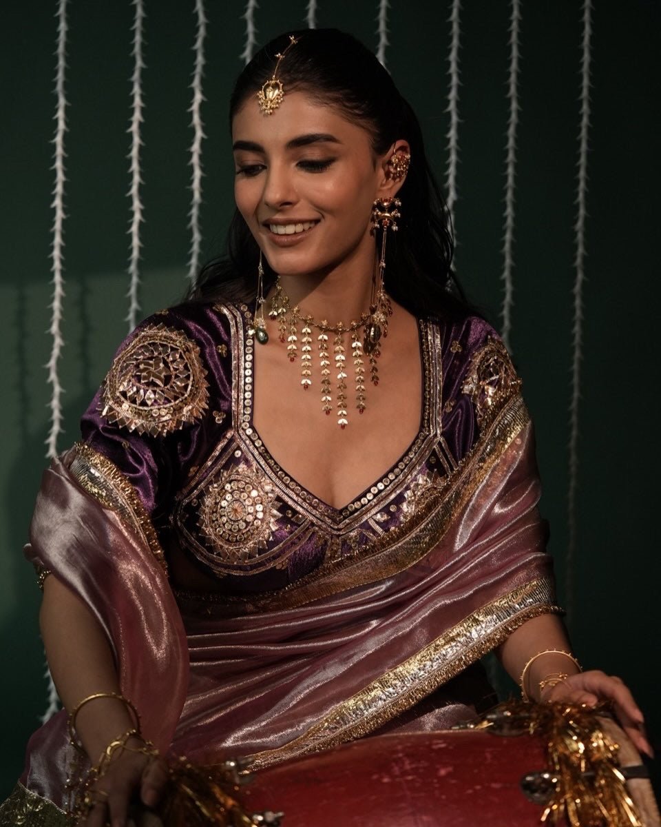 Kalindi Purple Aangi Saree Set - House of Baisa