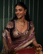 Kalindi Purple Aangi Saree Set - House of Baisa