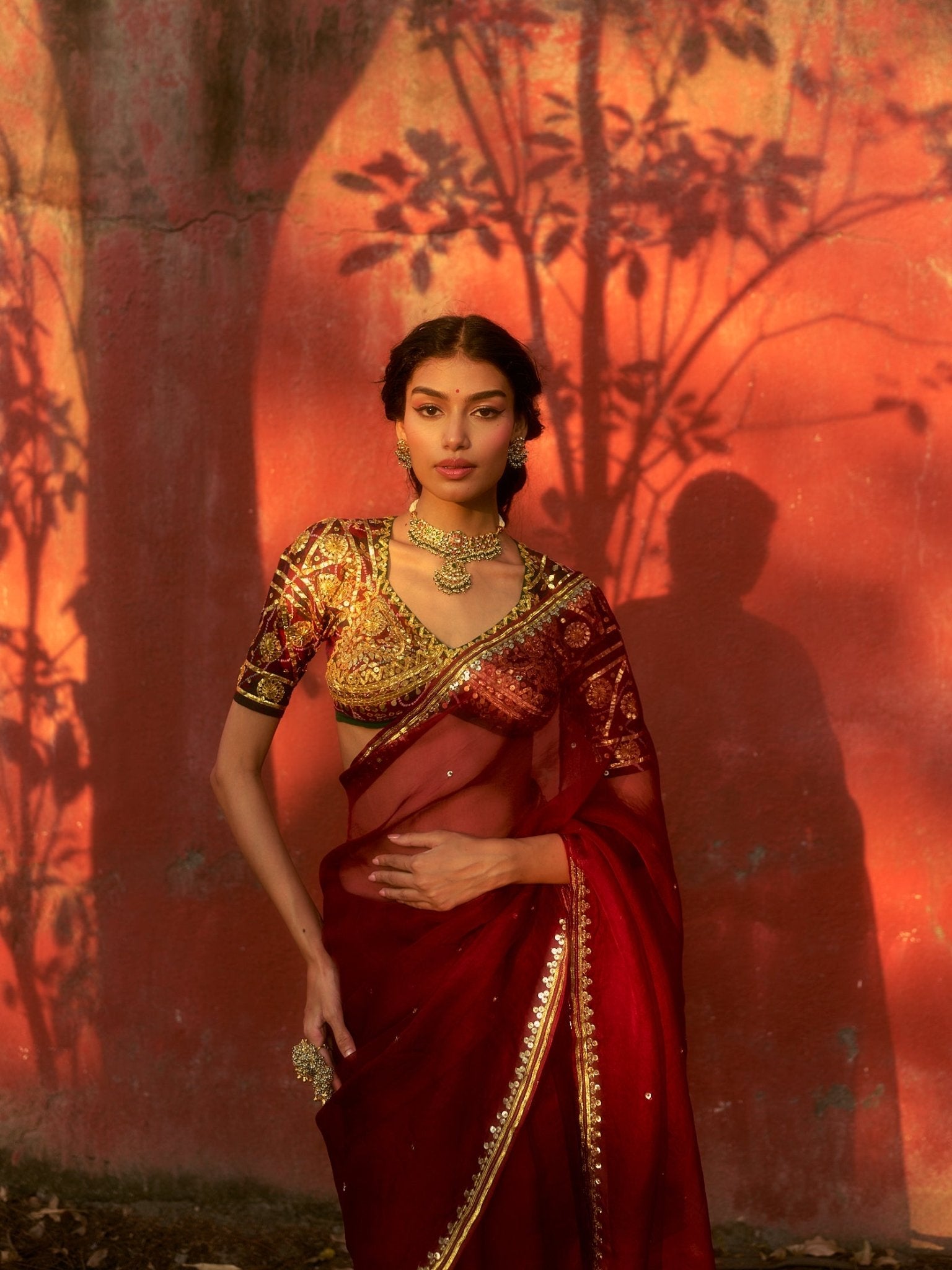 Kumud Bandhej Aangi Saree Set - House of Baisa