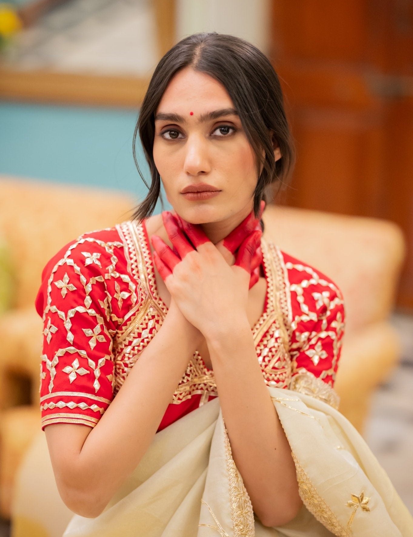 Laal Aangi Blouse - House of Baisa