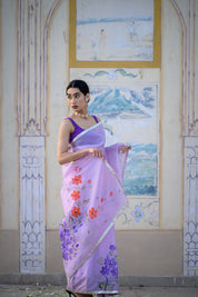 Lilac Lily Organza Saree - House of Baisa