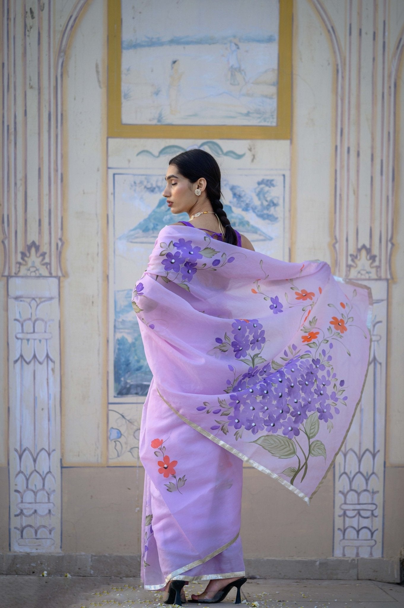 Lilac Lily Organza Saree - House of Baisa