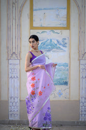 Lilac Lily Organza Saree - House of Baisa