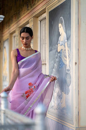 Lilac Lily Organza Saree - House of Baisa