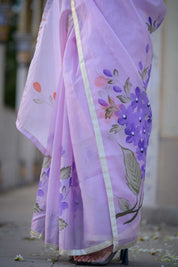 Lilac Lily Organza Saree - House of Baisa