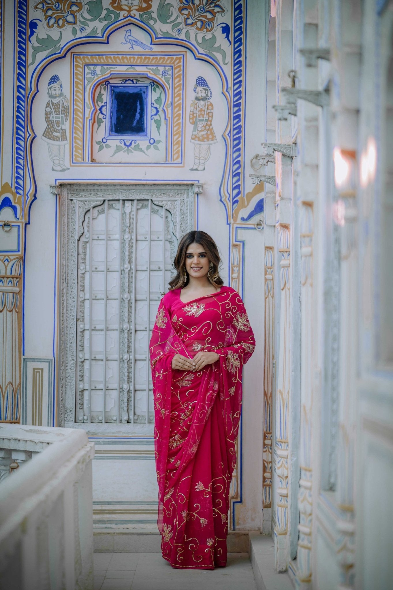 Maharani Pink Tari Saree - House of Baisa