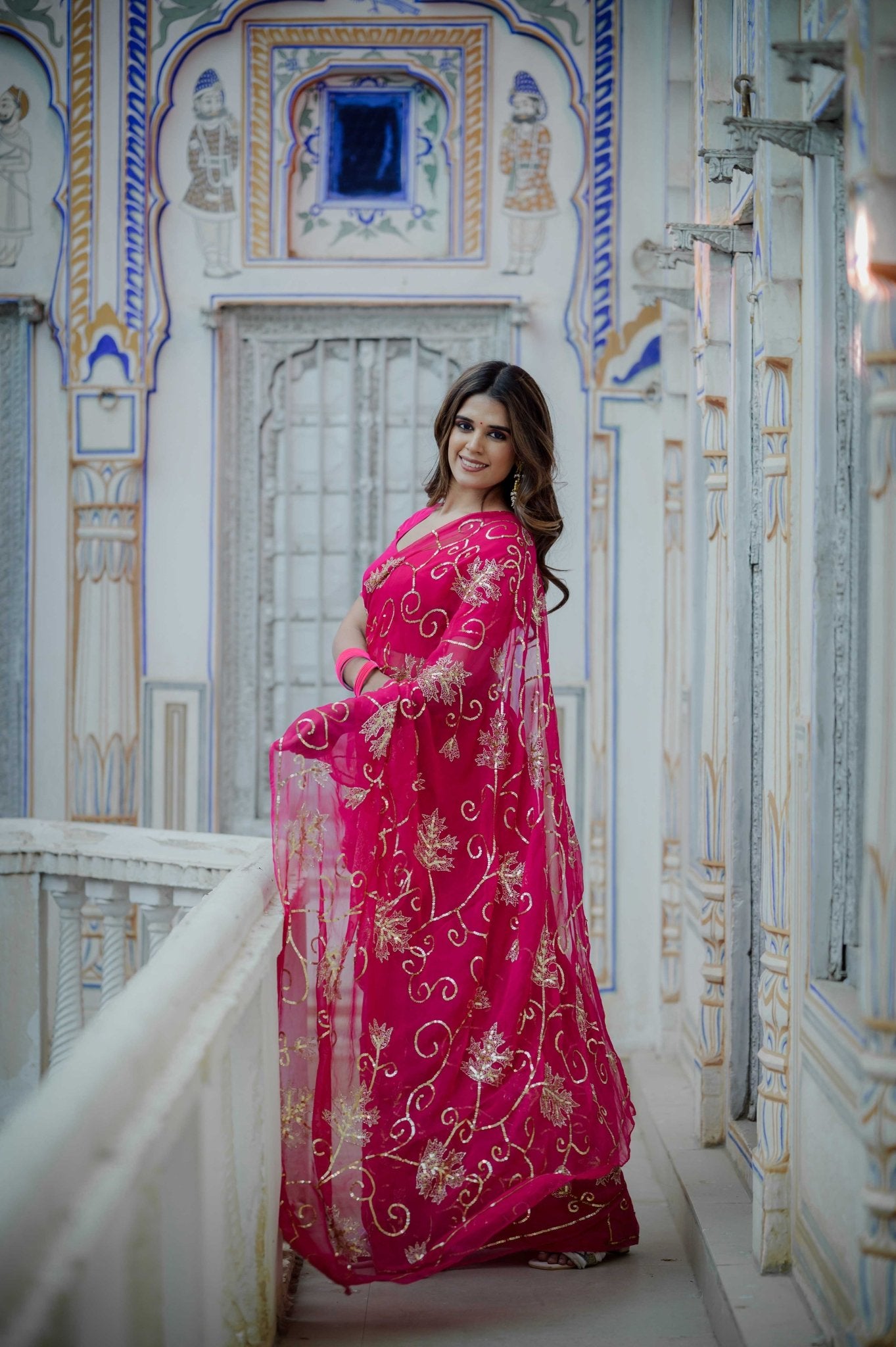 Maharani Pink Tari Saree - House of Baisa