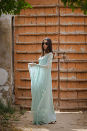 Mahira Pistachio Tari Buta Saree - House of Baisa