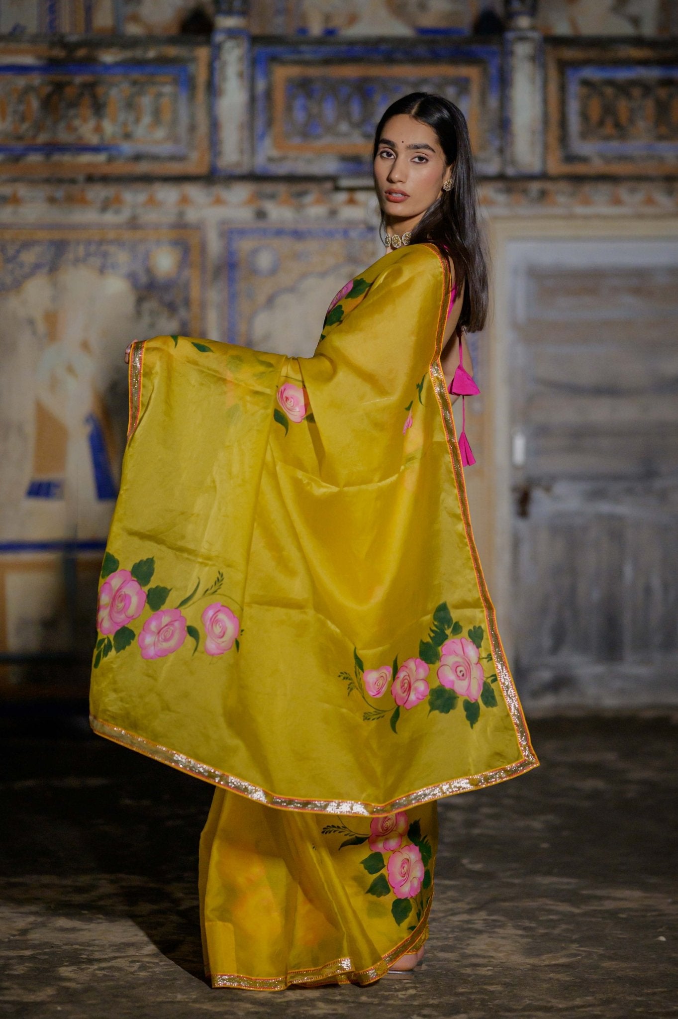 Mahiya Yellow Rose Saree - House of Baisa