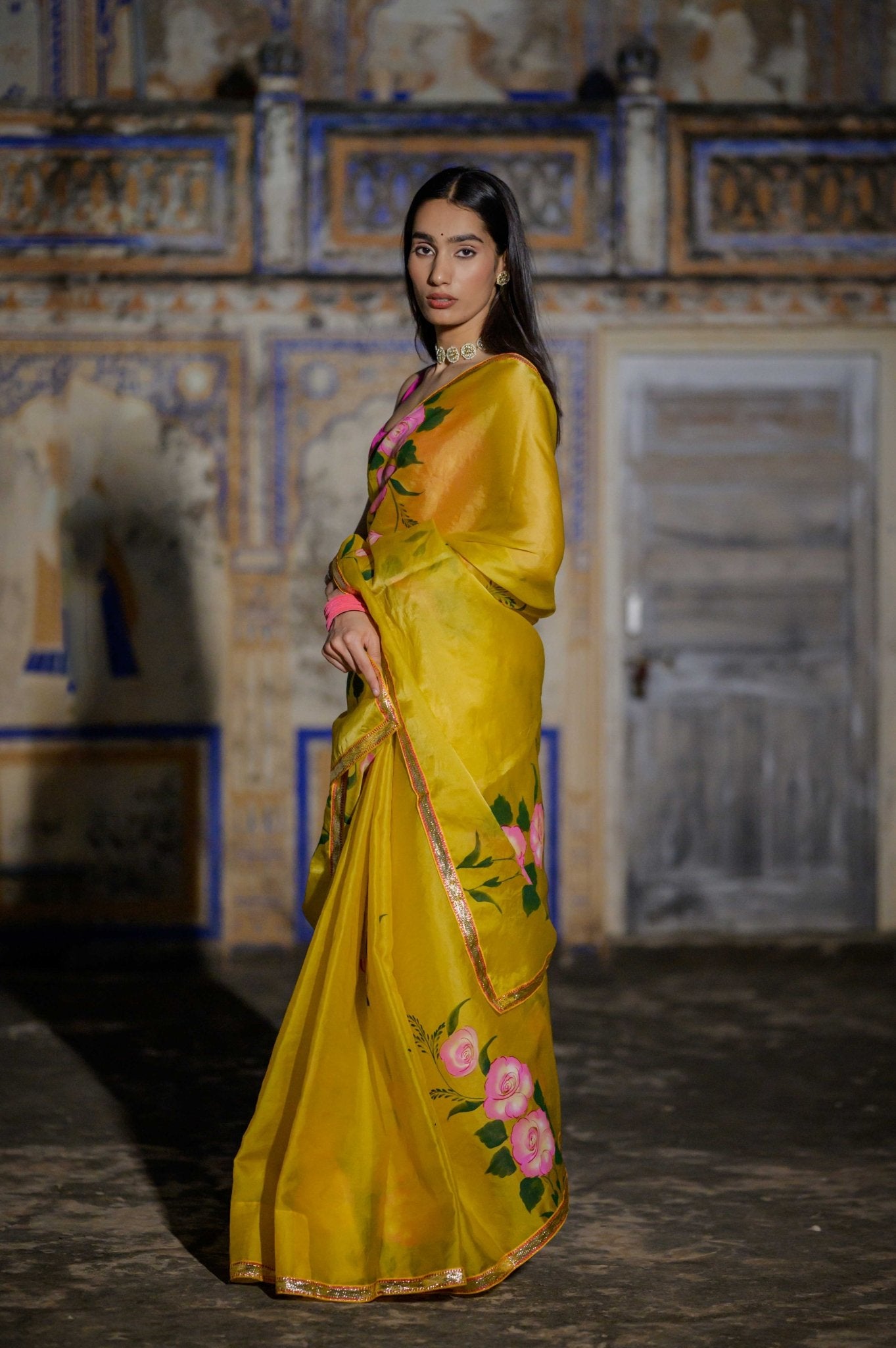 Mahiya Yellow Rose Saree - House of Baisa