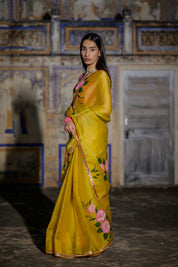 Mahiya Yellow Rose Saree - House of Baisa