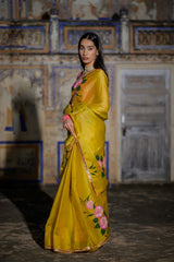 Mahiya Yellow Rose Saree