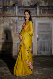 Mahiya Yellow Rose Saree - House of Baisa