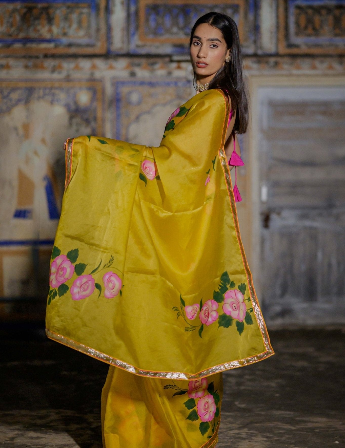 Mahiya Yellow Rose Saree - House of Baisa