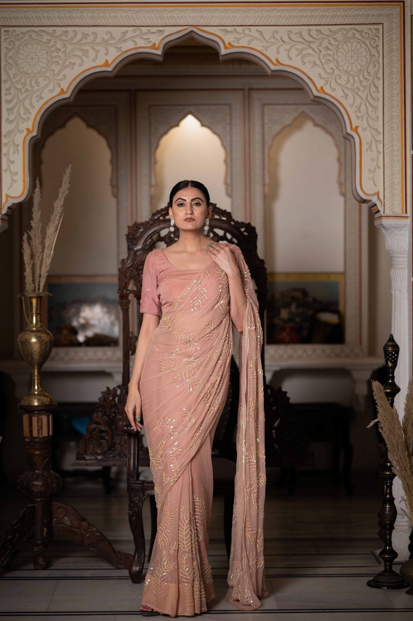 Mallar Beige Tari Saree - House of Baisa