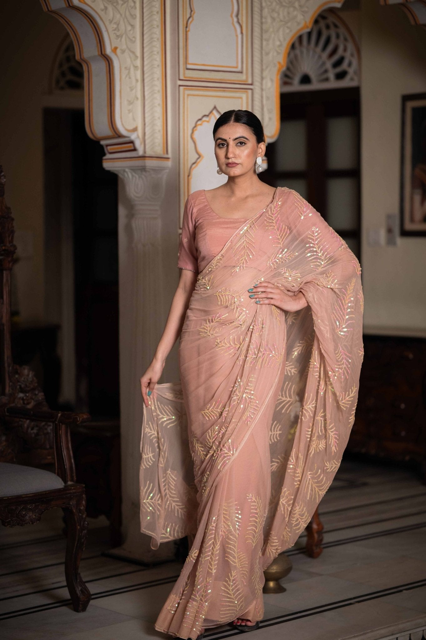 Mallar Beige Tari Saree - House of Baisa
