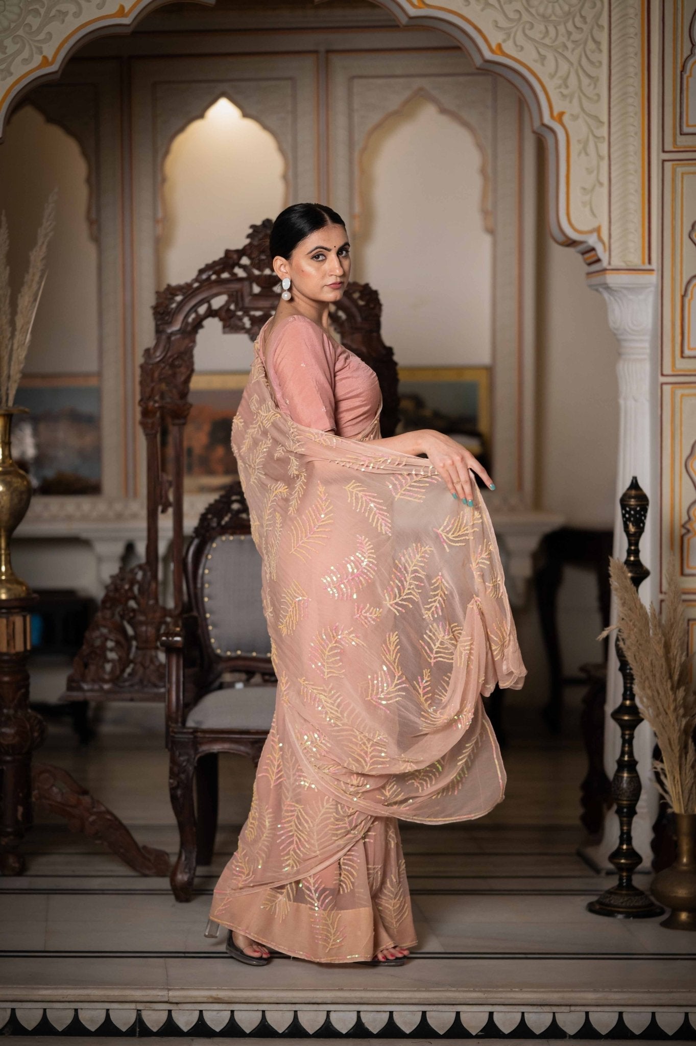 Mallar Beige Tari Saree - House of Baisa
