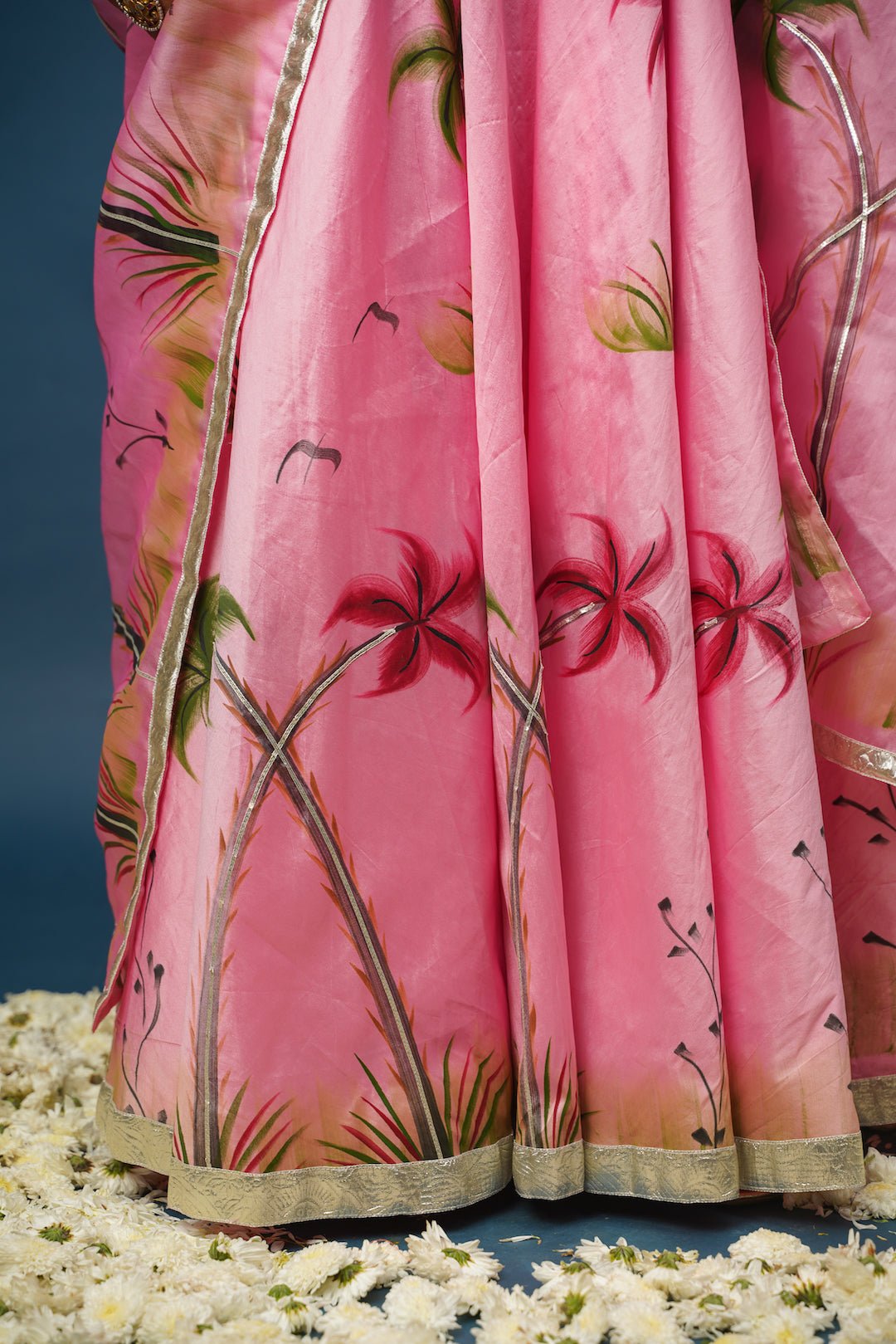 Mandakini Pink Lehenga | Graceful Floral Satin Set for Celebrations - House of Baisa