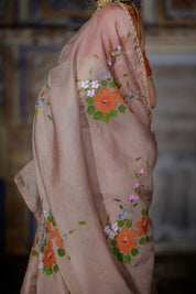 Mihika Mocha Brown Organza Saree - House of Baisa
