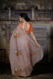 Mihika Mocha Brown Organza Saree - House of Baisa