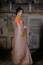 Mihika Mocha Brown Organza Saree - House of Baisa