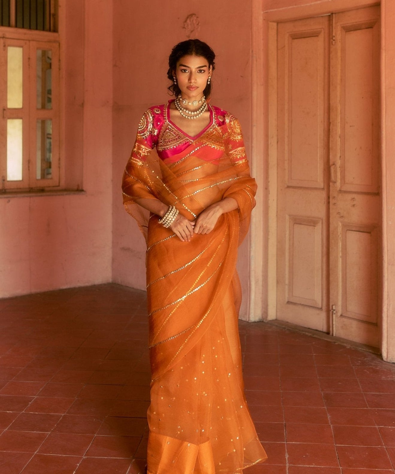 Narangi Saree Aangi Set - House of Baisa