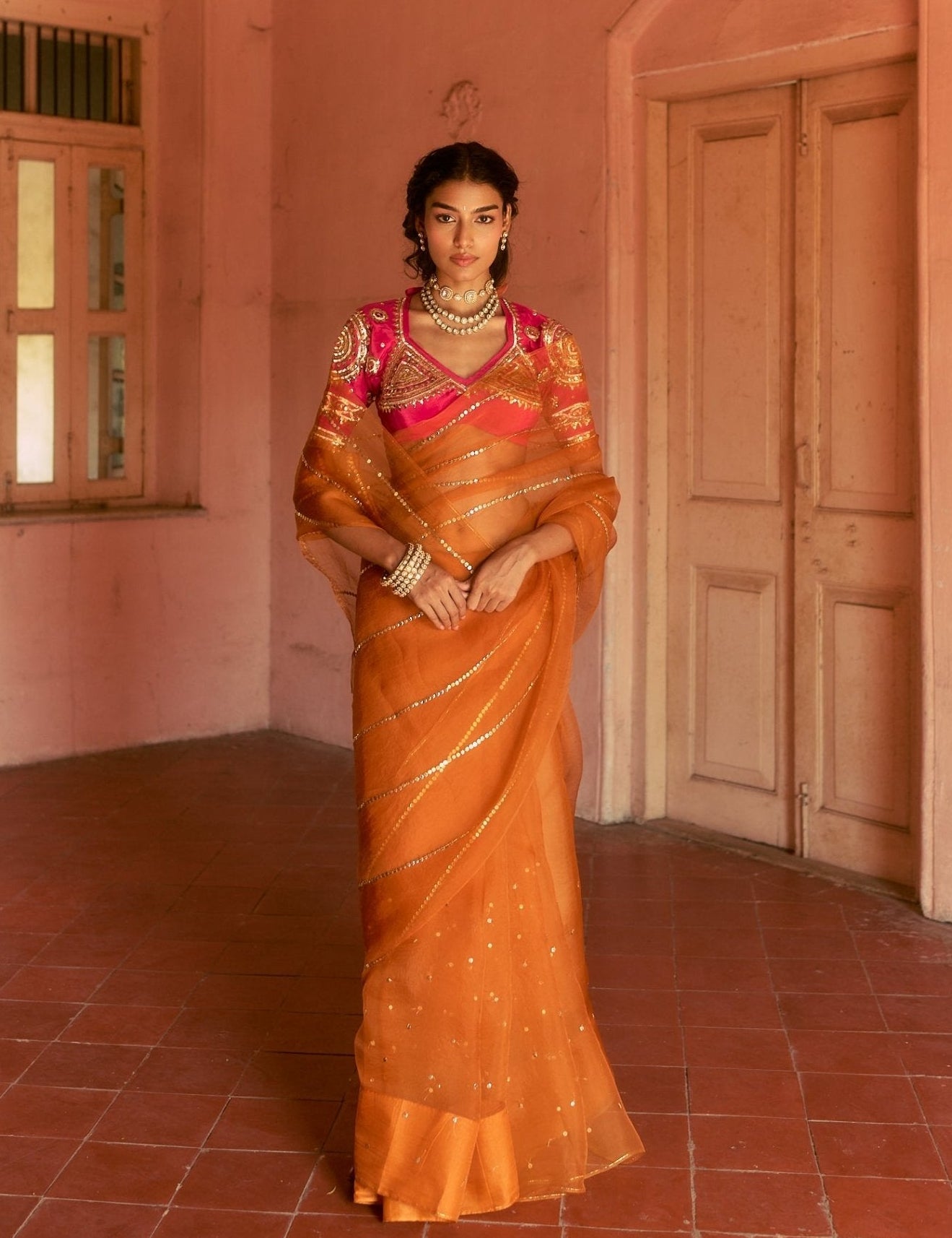 Narangi Saree Aangi Set - House of Baisa