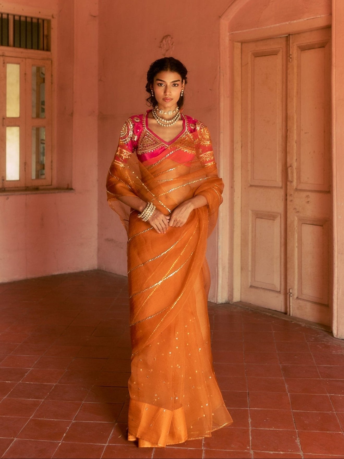 Narangi Saree Aangi Set - House of Baisa