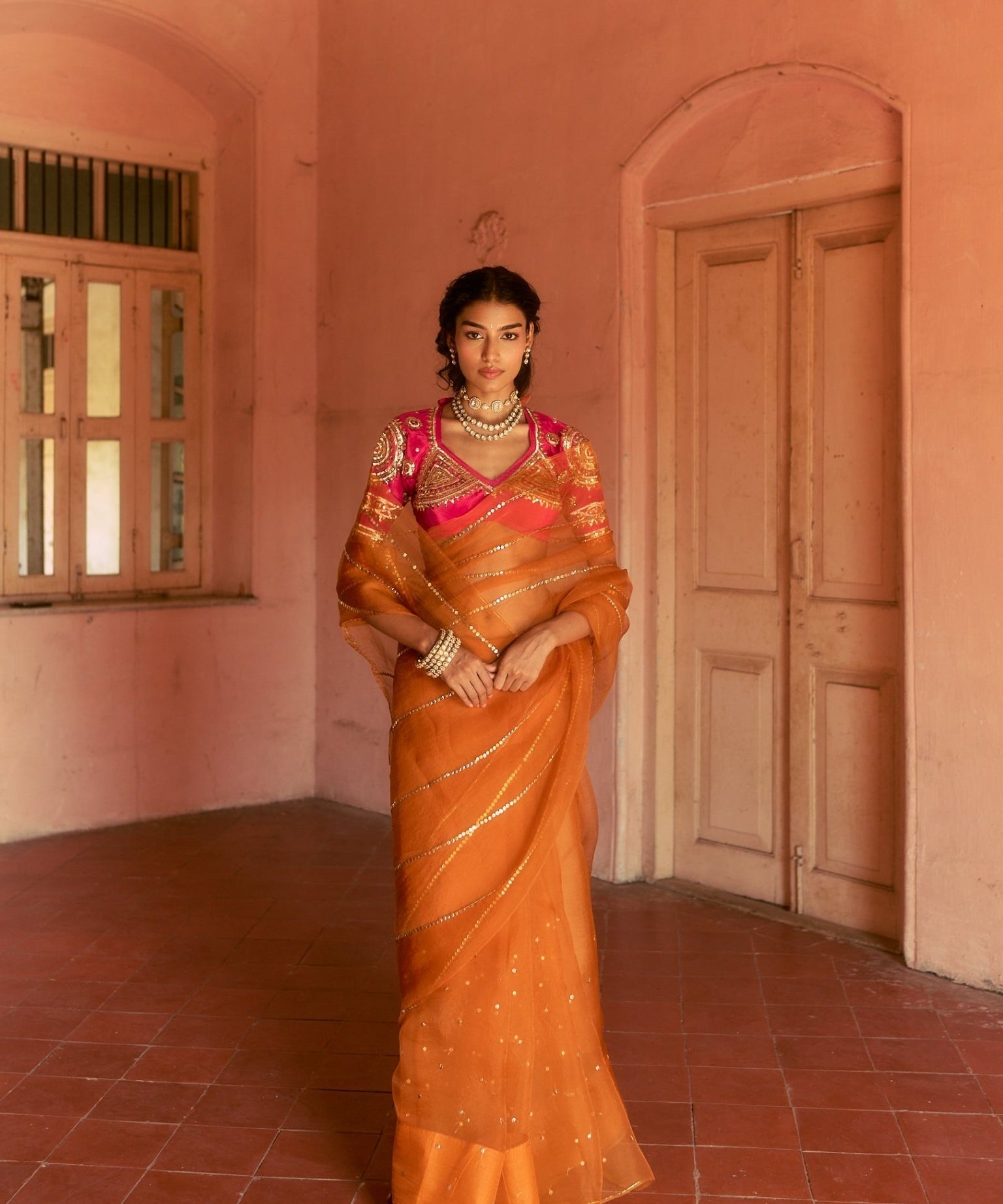 Narangi Saree Aangi Set - House of Baisa