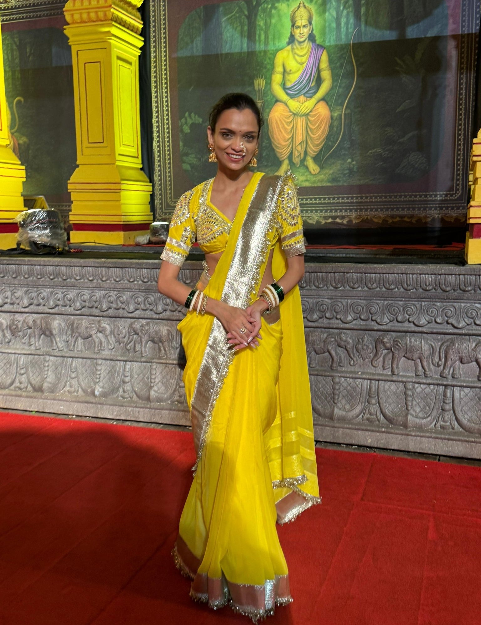 Nargis Yellow Organza Saree - House of Baisa