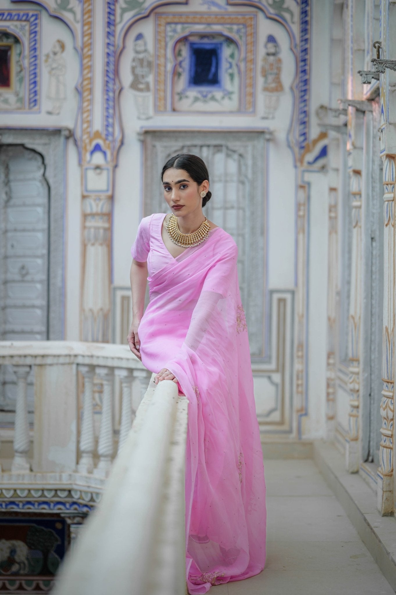 Pearl Pink Buta Saree - House of Baisa