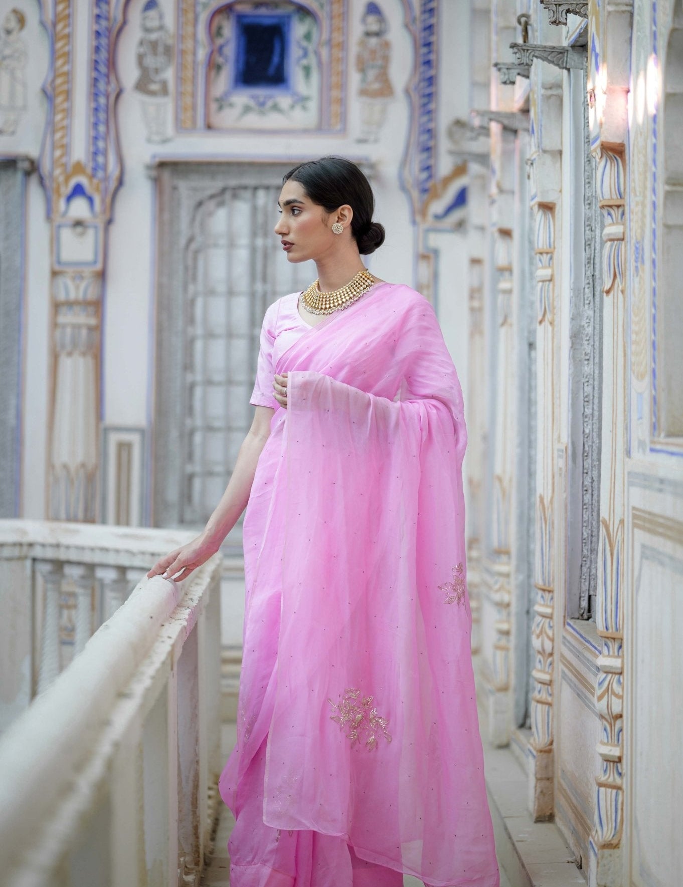Pearl Pink Buta Saree - House of Baisa