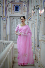 Pearl Pink Buta Saree - House of Baisa